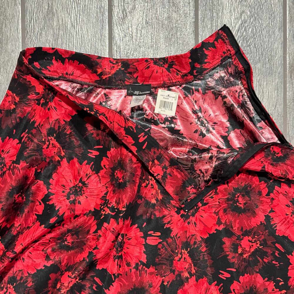 NWT Vintage Y2K NY Invasion Floral Skater Skirt Size 1X Red‎ & Black Rockabilly - Picture 8 of 12